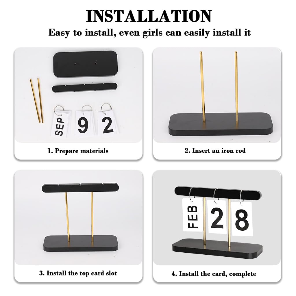 HASTHIP Wooden Perpetual Calendar for Office and Home with Retro Block Design | Desk Decor Gift