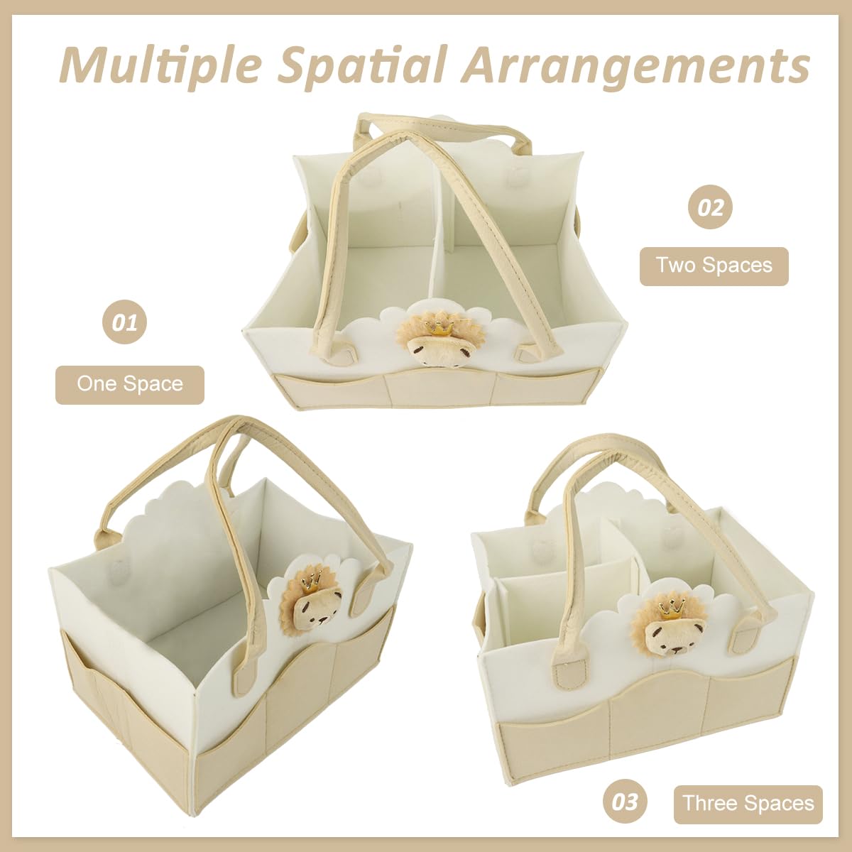 SNOWIE SOFT Baby Diaper Caddy Bag for Newborn Essentials with Removable Inserts | Soft Felt 33x23x18cm Organizer