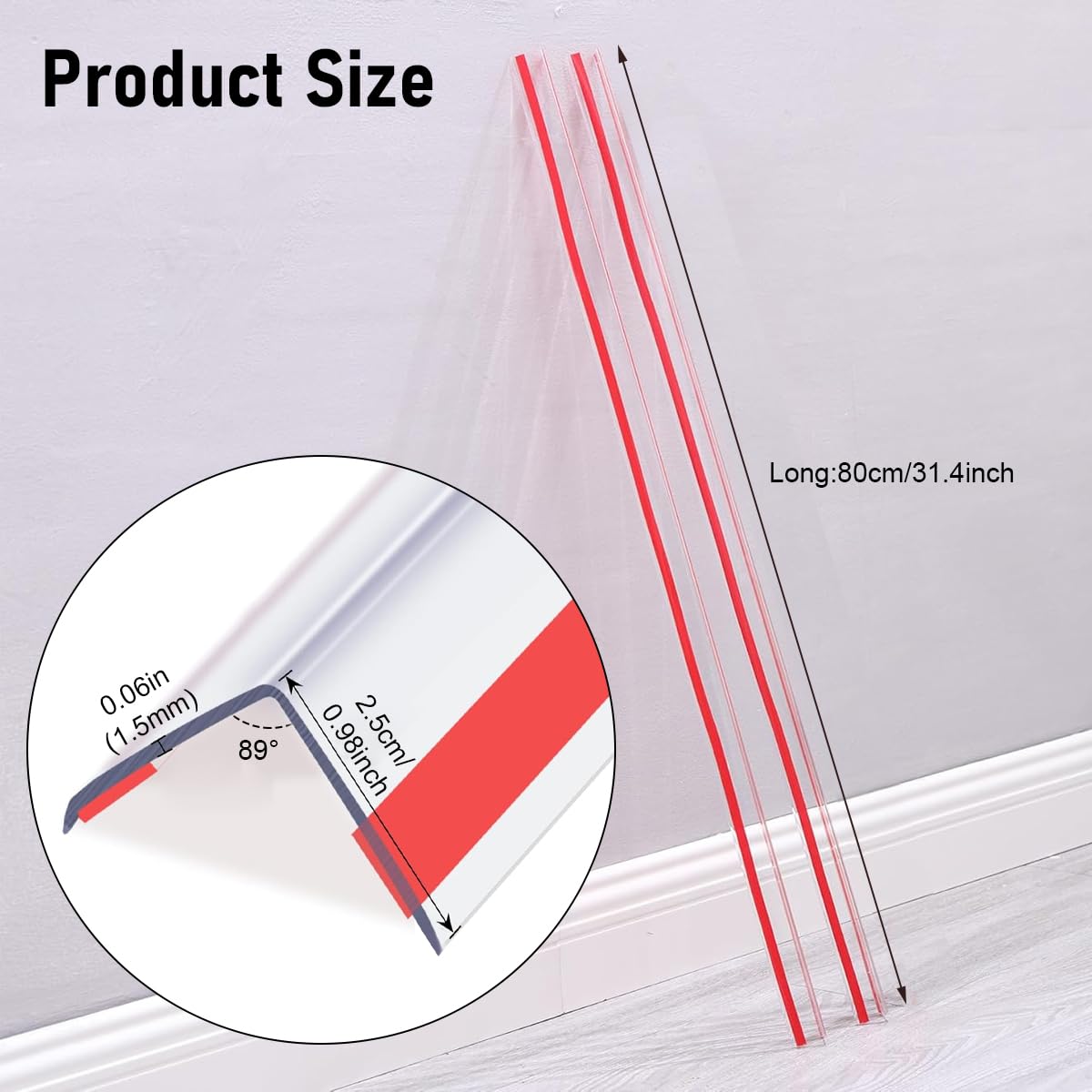 SNOWIE SOFT Wall Corner Protector Strips for Baby Safety with Self Adhesive L Shape PVC 31 in | Clear Edge Guard Pack of 2