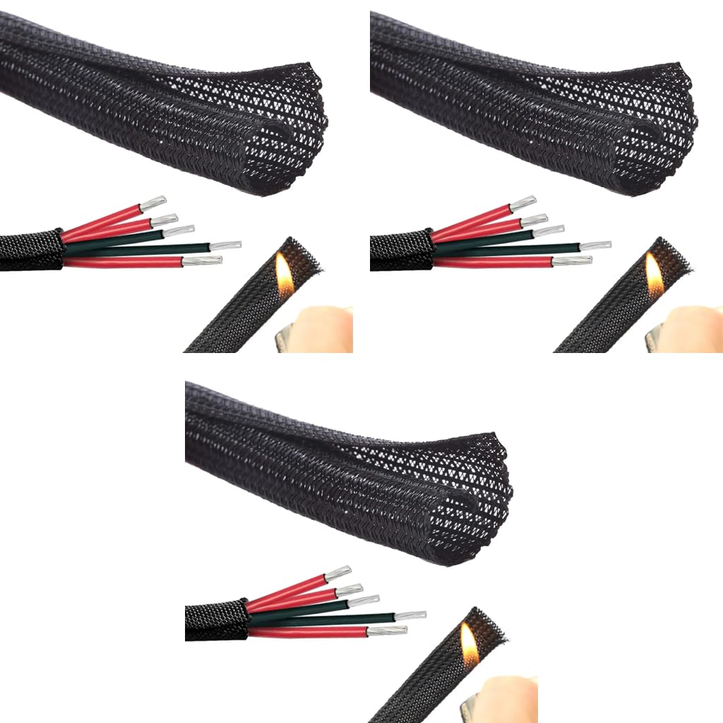 Supvox Cable Organizer Sleeve for Easy Wire Management with Self Closing Design 6.6ft 3PCS