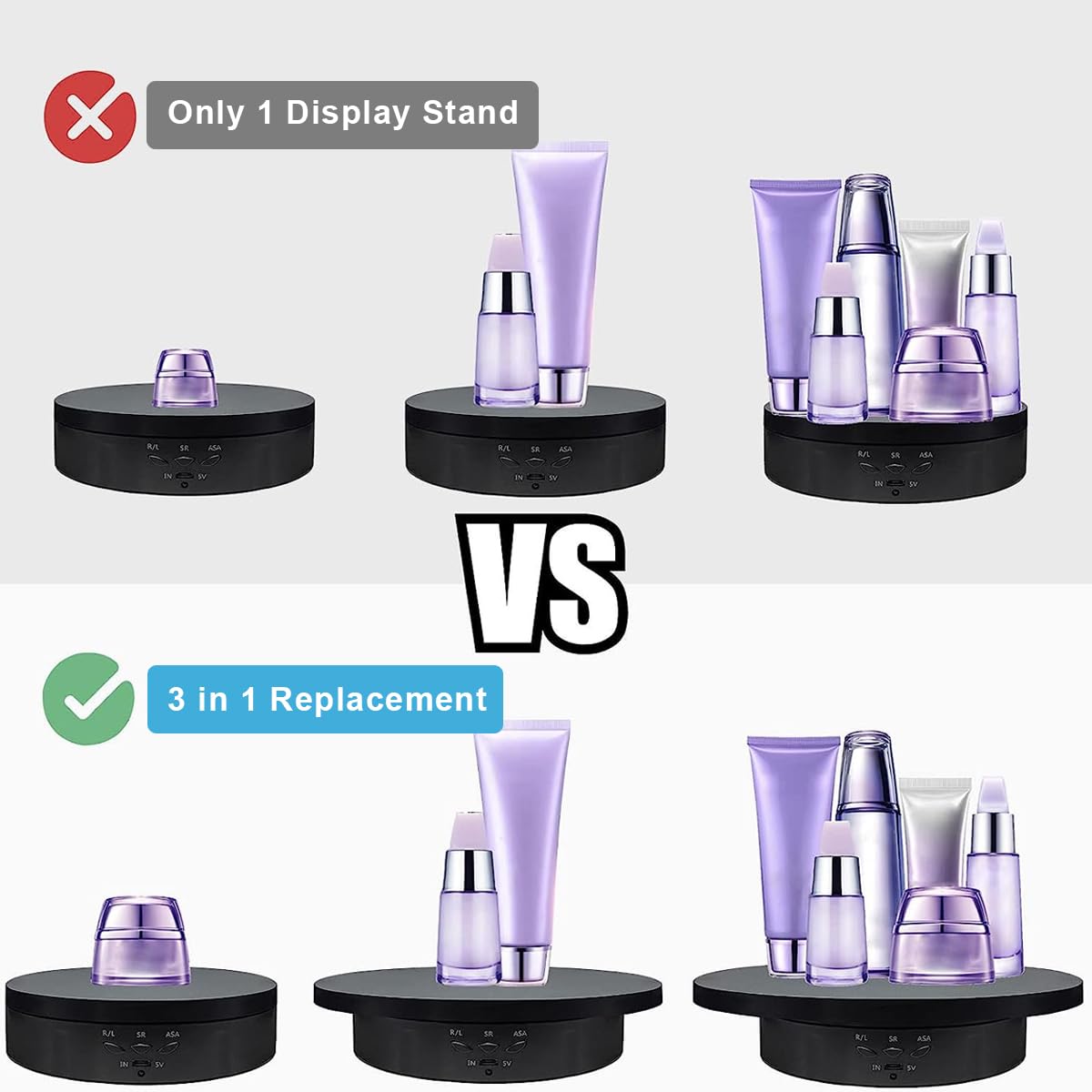 Supvox Rotating Display Stand for Jewellery and Product Photography with 3 Speeds | 5.9 7.08 8.66 in Interchangeable Covers