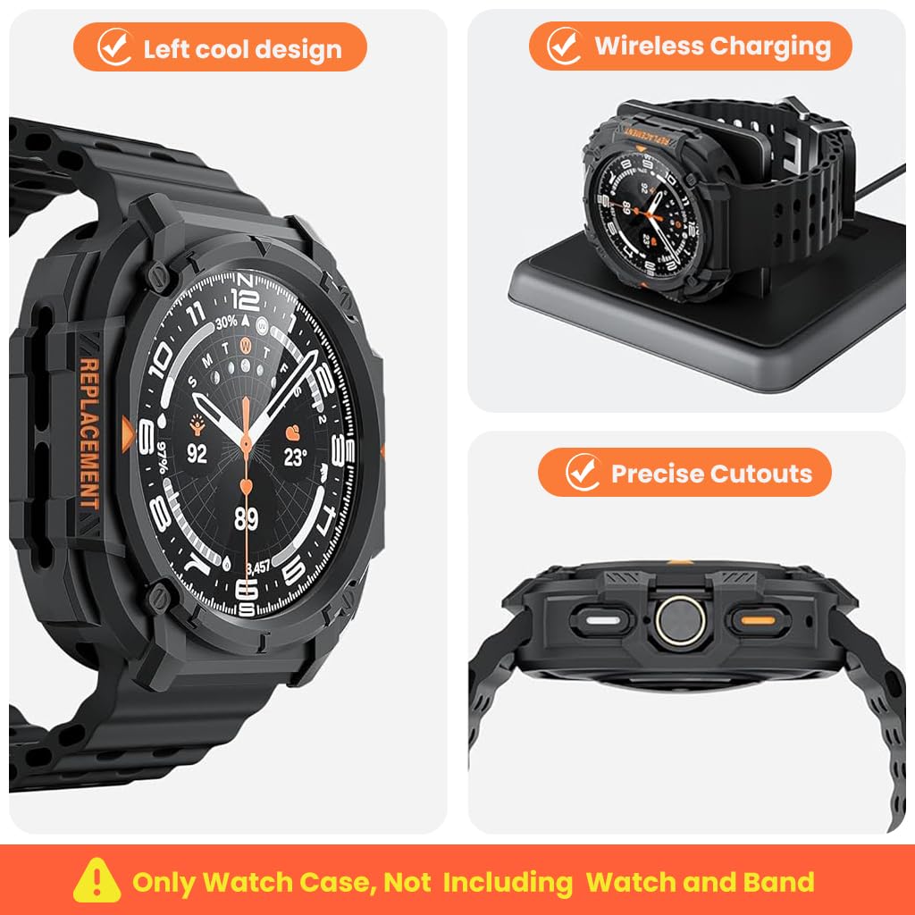 ZORBES Galaxy Watch Ultra 47mm Case for Samsung with Snap-On TPU Edge Guard | Black