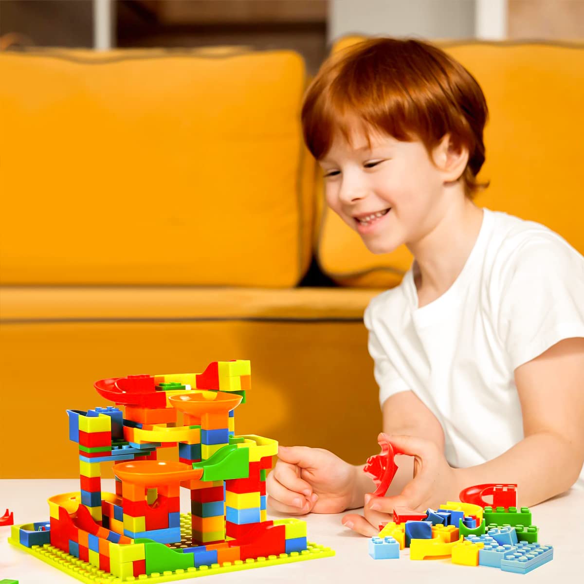 PATPAT Marble Run Building Blocks 168 pcs for Kids with Connectable Tube Rails | BPA Free STEM Toy