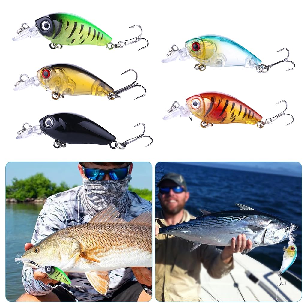 Proberos Fishing Lures Kit for Bass with 4.5cm 4g Crankbaits and 3D Eyes | 5pcs Set