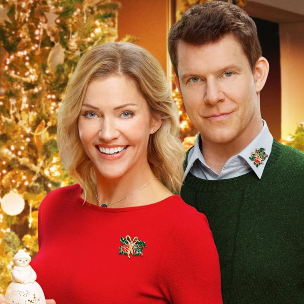 HASTHIP Christmas Brooch for Festive Outfits with Rhinestone Bell Design and Alloy Build | Gift for Women and Men