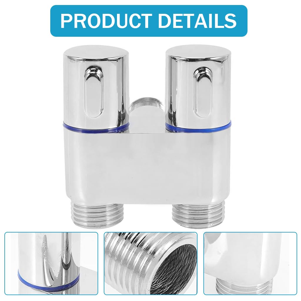 Supvox® One In Two Out Water System Control Valve Bathroom Faucet Installation Accessories Bidet Installation Connector Universal Bathroom Water System Control Valve with Separate Control Switch