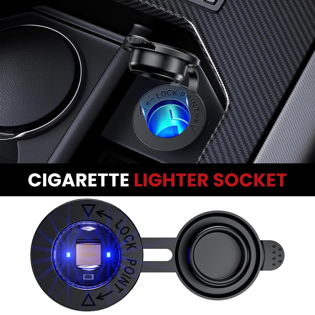 STHIRA Cigarette Lighter Socket USB Charger for Car RV Boat Motorcycle | 2Pack 12V Waterproof Adapter