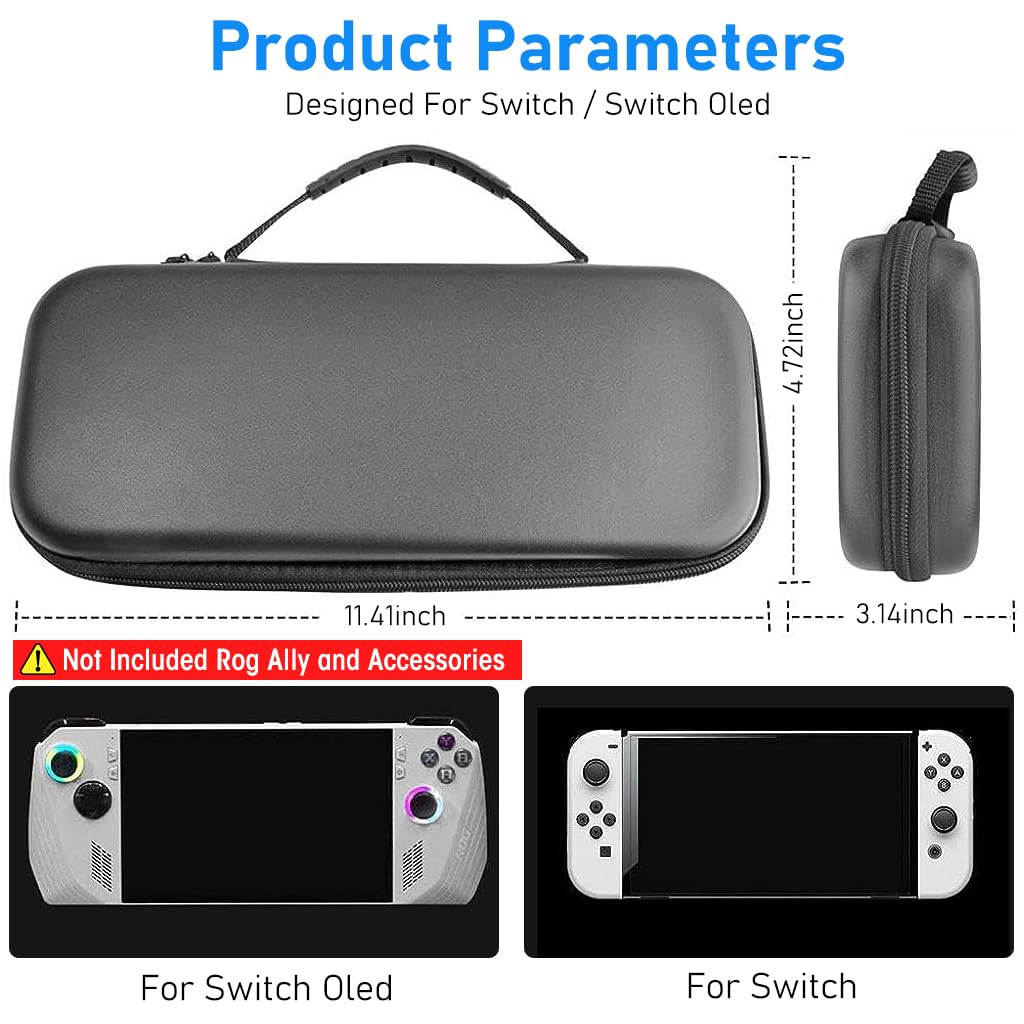 ZORBES Oxford Fabric Carrying Case for Rog Ally Accessories with 10 Game Slots | Waterproof EVA Hard Shell Black