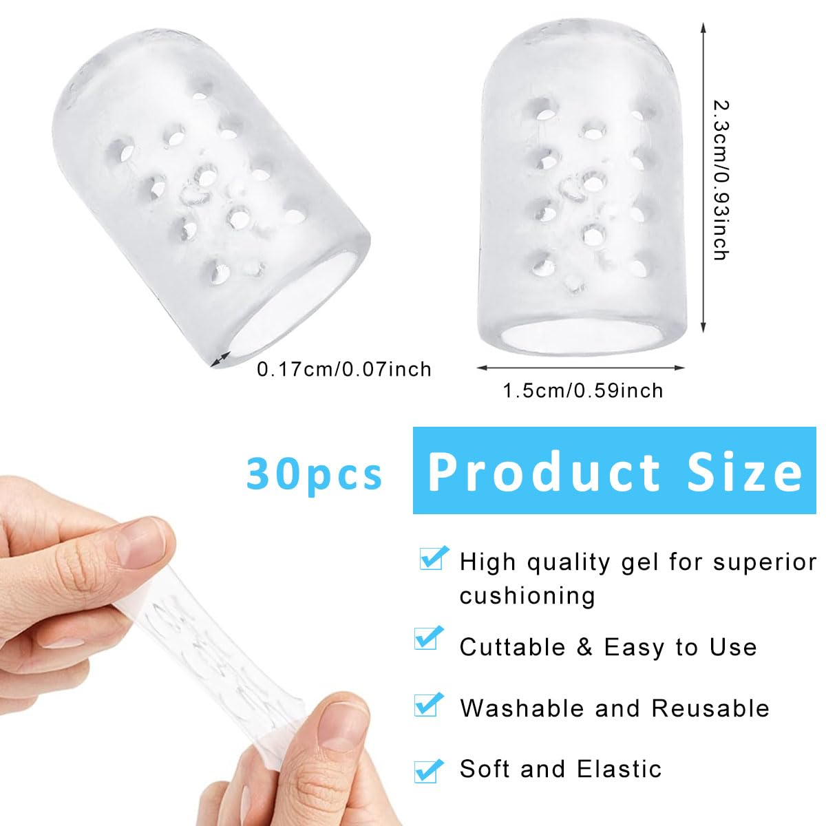 MAYCREATE® 30pcs Little Toe Separator for Women Men Breathable Silicone Toe Protector for Women for Little Toes Caps Nail Protector for Blister/Calluses Prevention, Pain Relief - 0.39in Dia.