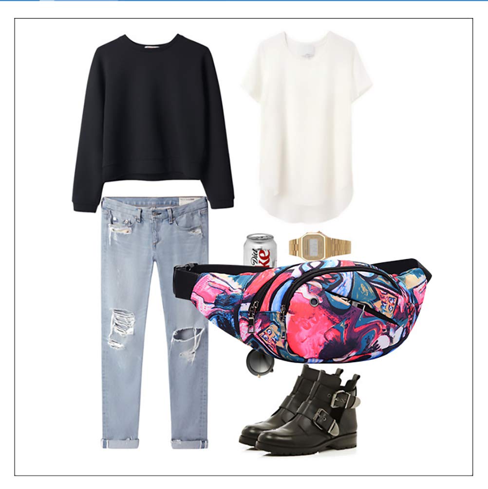 PALAY  Waist Pack Bag for Travel and Running with 4 Zipper Pockets and Adjustable Strap 15–48.8 in