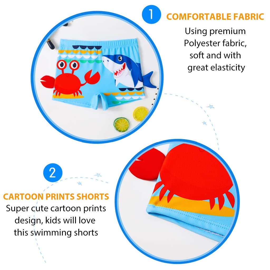 Proberos® Swimming Short for Boys, Quick Dry Summer Boys Swimwear, Cartoon Prints Premium Polyester Swimming Pants for Kids Height 100-110cm, Weight 15-20kg Blue