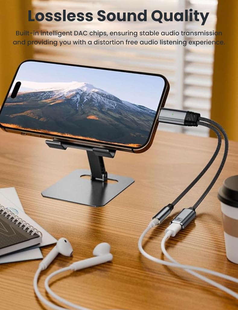 Verilux Type C to 3.5mm Adapter with PD 100W Charging and Dual Port Design | for USB-C Devices