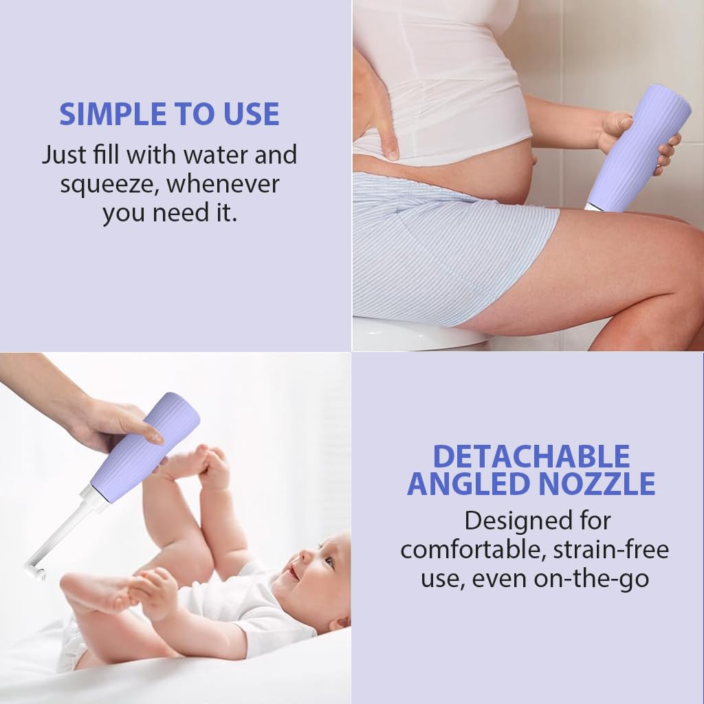 HANNEA Bidet Sprayer 500ml for Travel and Postpartum Care with 2 Nozzles | Easy Squeeze Design