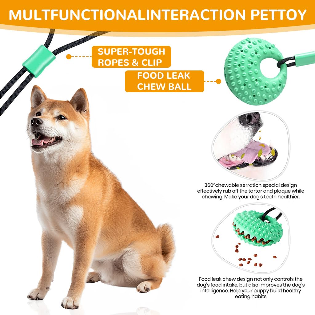 Qpets Dog Chew Toy for Self Play with Strong Suction Cup and TPR Tear Resistant Ball | Promotes Dental Health