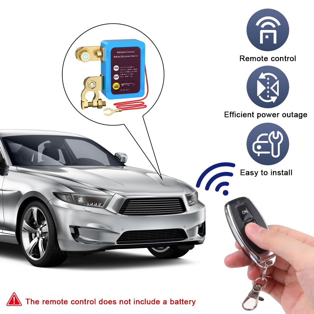 STHIRA Car Battery Power Switch for 12V and 24V Vehicles with LCD Display and 2 Remotes