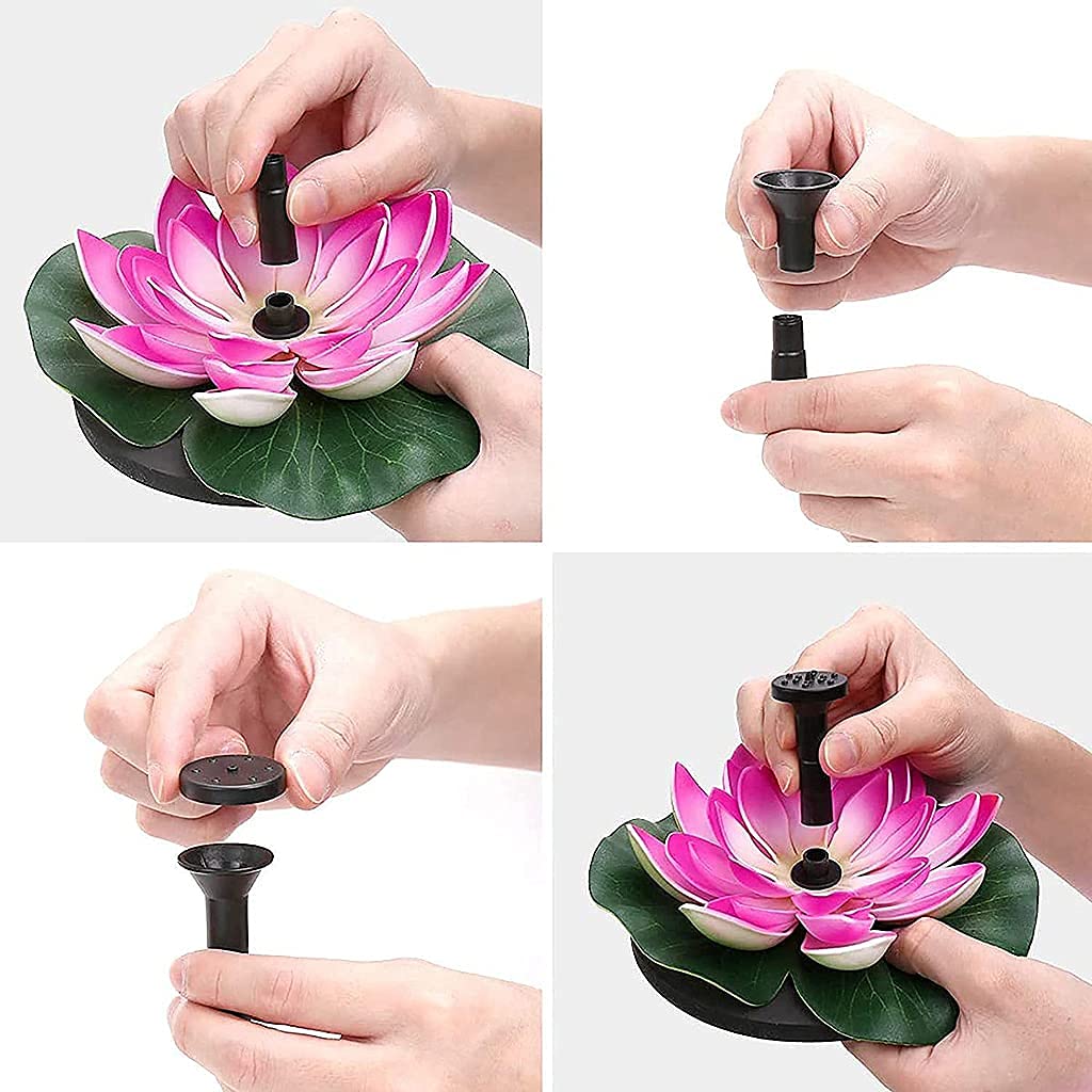 Verilux Lotus Fountain Solar Water Pump Fountain Pump for Pool Pond Garden and Patio Plants Round 7V 2.5W, Pink