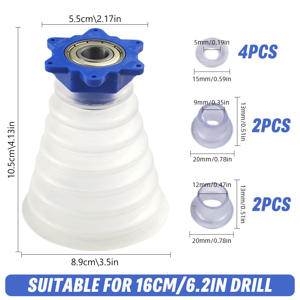 Serplex Hole Saw Dust Bowl 16cm for Drill Dust Collection with Flexible Retractable Cover | Universal Fit