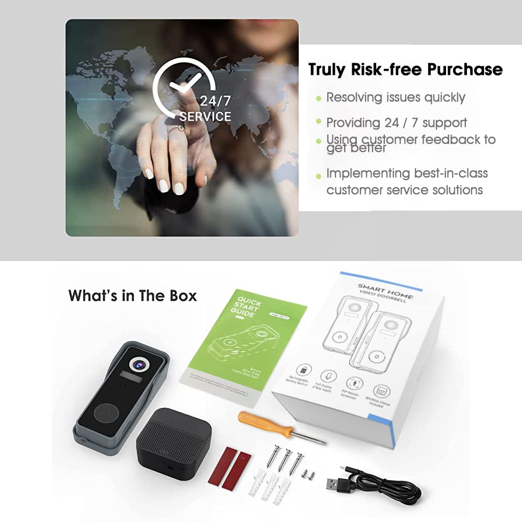 Video Door Bell for Home 1080P HD Wifi Smart Door Bell with 4500mAh Battery | IP66 Waterproof