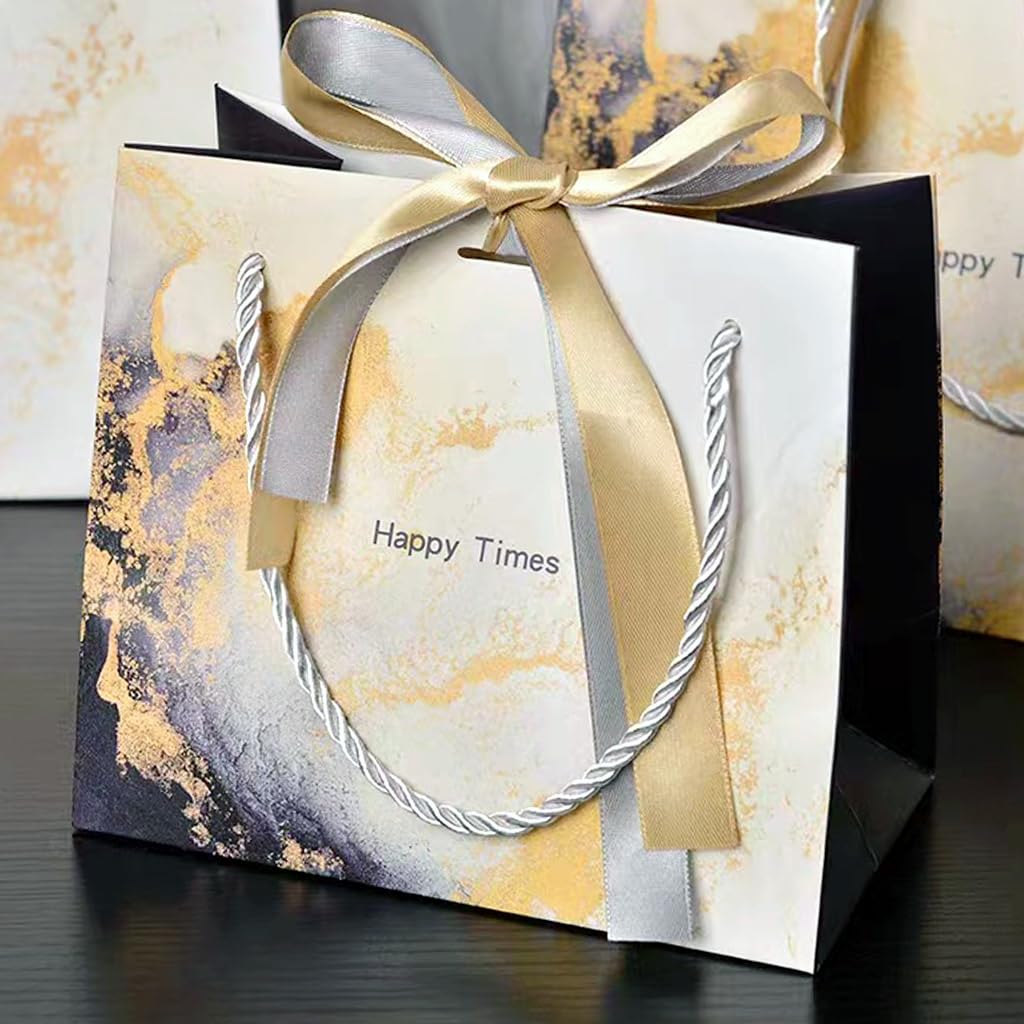 HASTHIP Gift Paper Bags for Birthday and Wedding | 10pcs 25×20×12cm with Handles and Ribbon