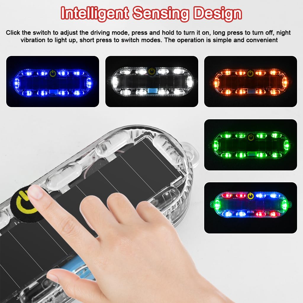 STHIRA Solar Power Simulated Dummy Alarm Security Light for Motorcycles with 4 Color LED and Waterproof PC Housing | Easy Self Adhesive Mount