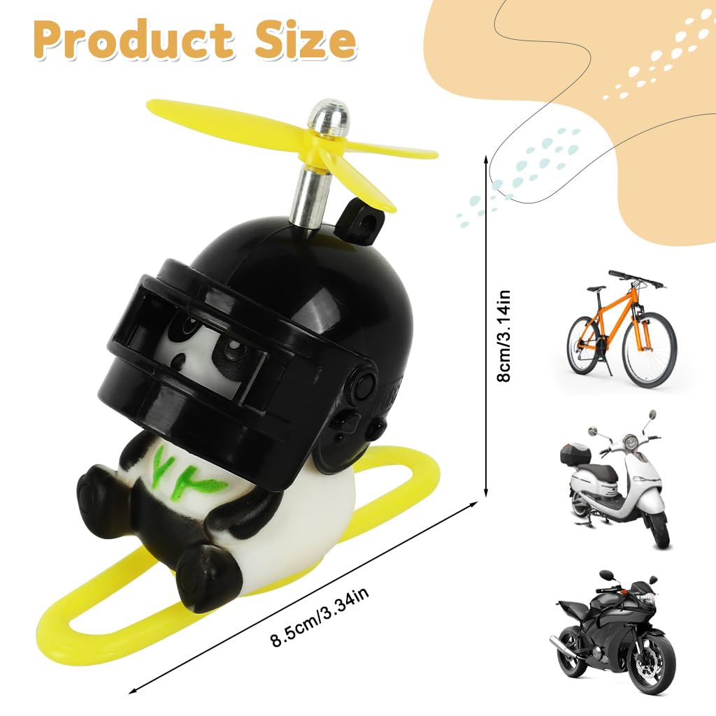 STHIRA Cartoon Handlebar Ornament for Bike and Motorcycle featuring Wind Powered Rotating Rotor Blades | Cute Panda Pilot Decorative Accessory