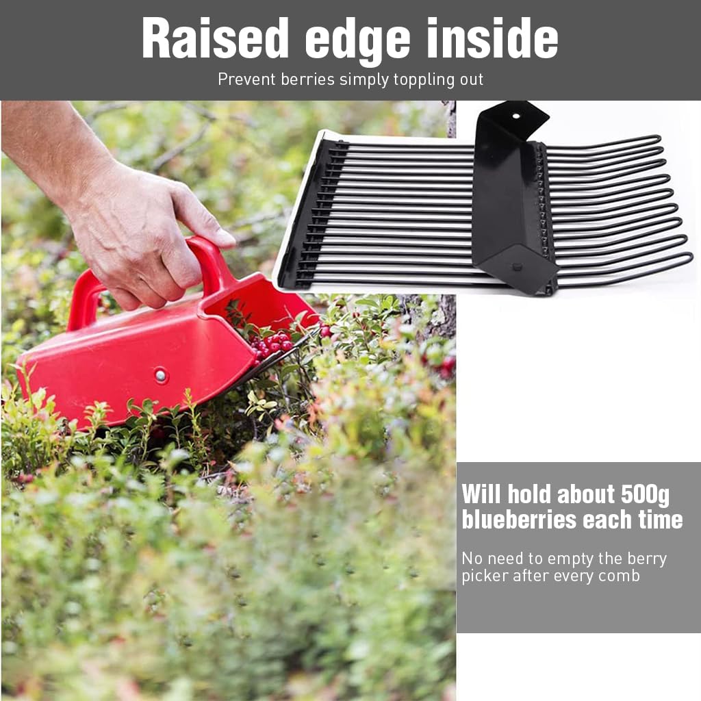 Supvox Berry Picking Tool for Blueberry and Raspberry Harvesting with Metallic Comb Handle | Easy Orchard Fruit Picker