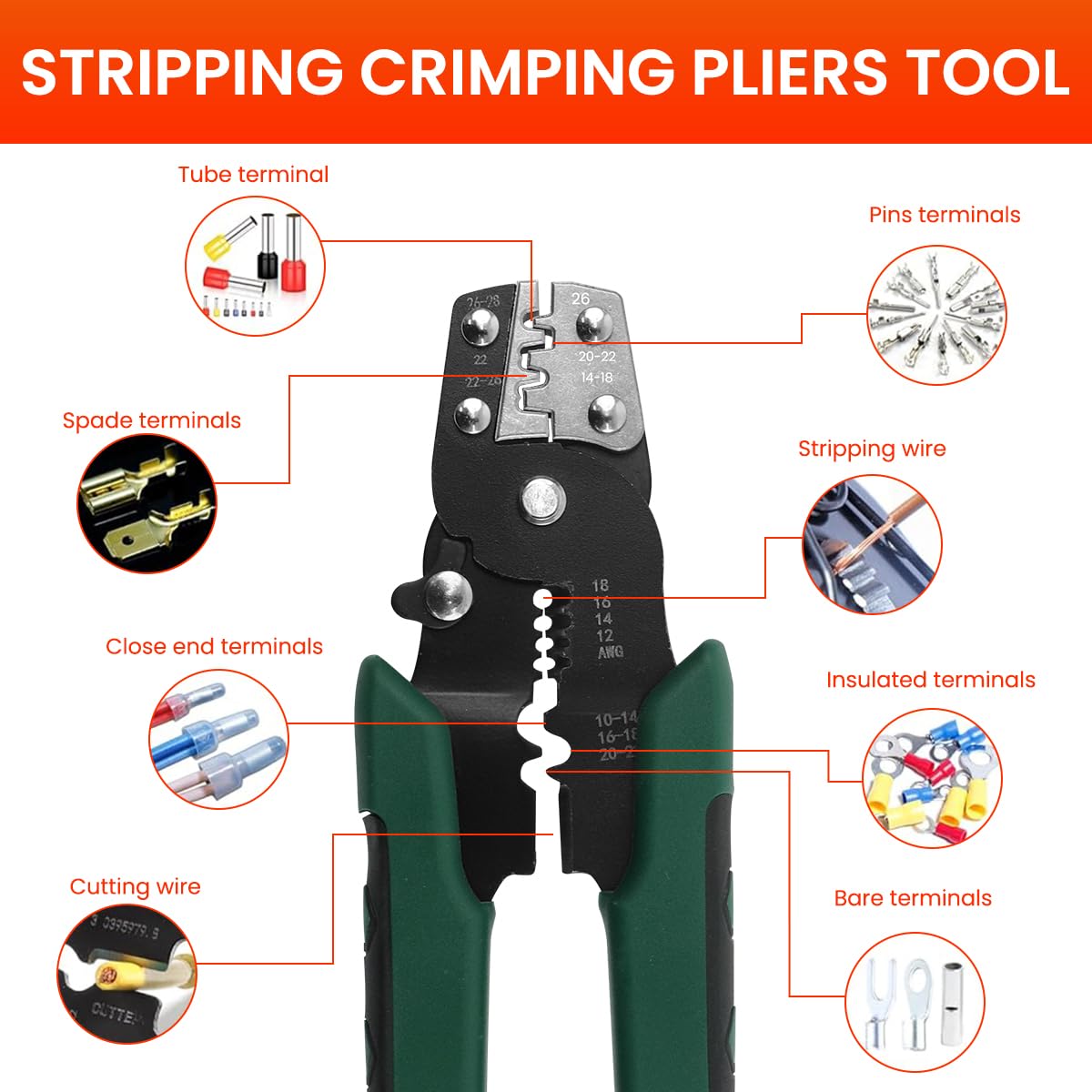 Serplex Wire Terminals Connectors Kit for Automotive and Home Use with 320 pcs | Ergonomic Crimping Tool and Tin Plated Copper Construction
