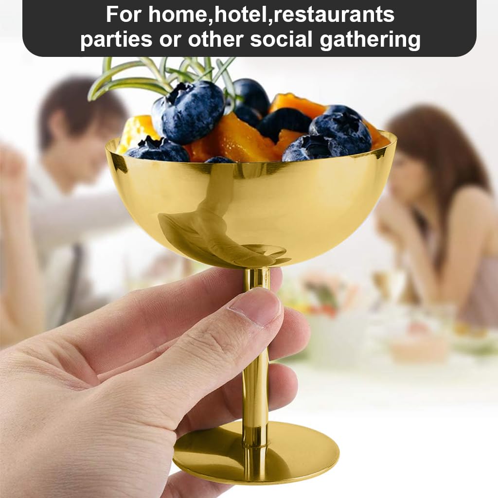 Supvox Ice Cream Bowl 200 ml for Desserts and Snacks featuring Golden Finish Stainless Steel | Easy to Clean Tableware