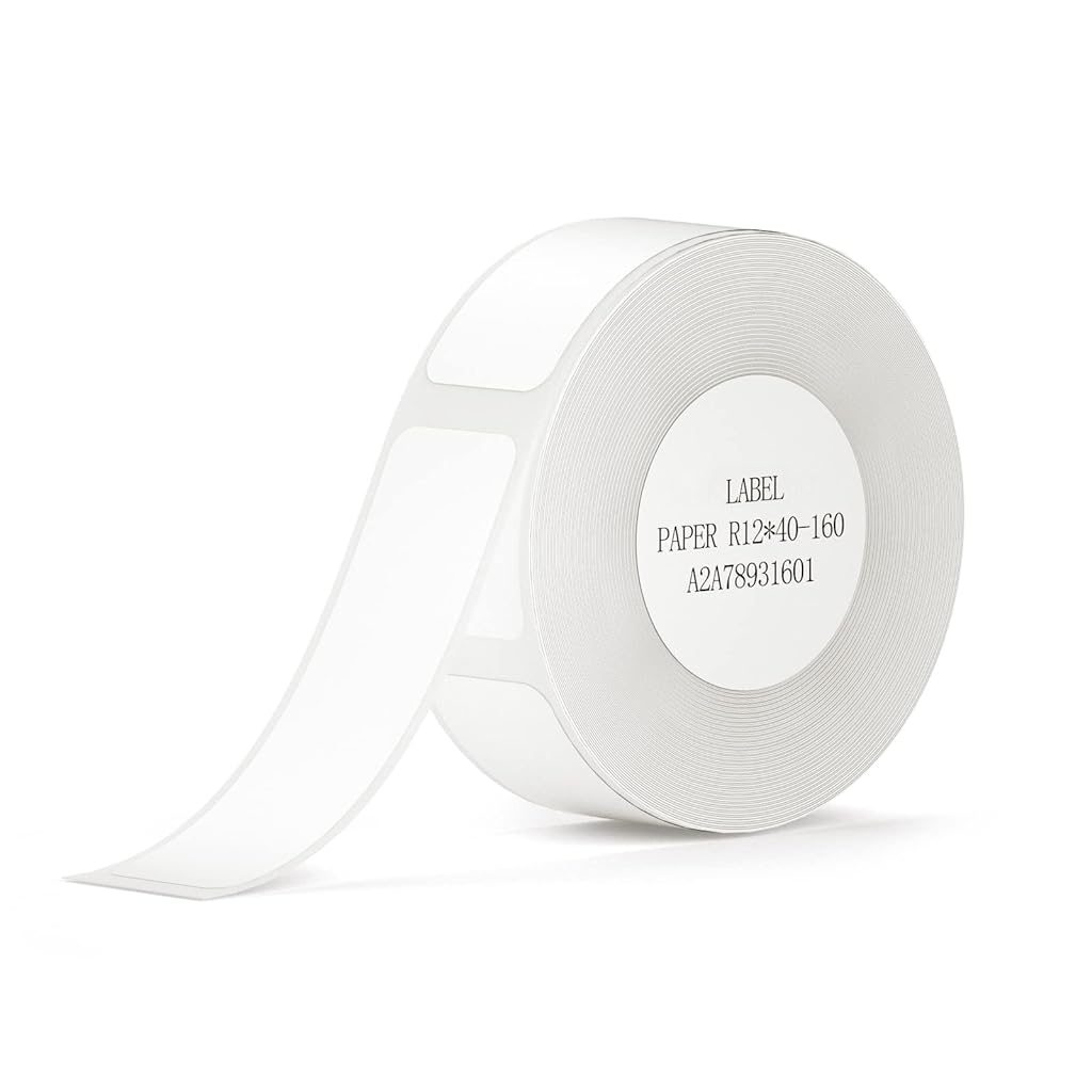 HASTHIP® D30 Label Maker Tape Print Paper Black on White Sticker Thermal Paper Self-Adhesive Label Tape, 12 * 22 mm 260 Tapes/Roll