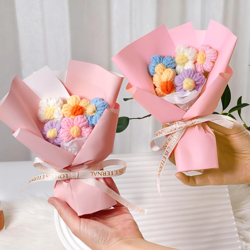 HASTHIP Handmade Mini Crochet Flower Bundle for Desk and Home Decor | Cute Gift Idea