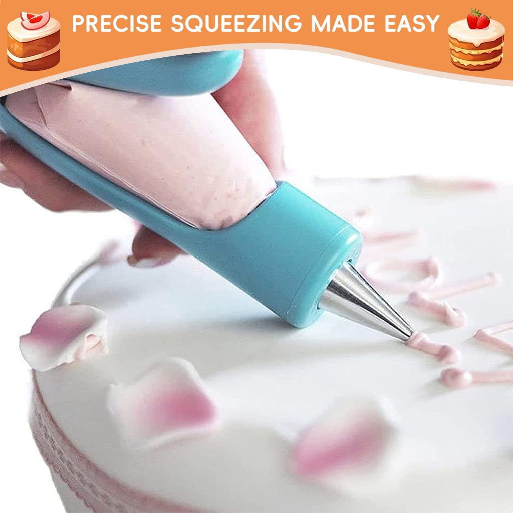 HASTHIP® Cream Applicator for Piping Bags Cream Squeezer Tool Cake Decorating Pen Cake Icing Pen with 2 Piping Tips, 2 Couplers and 10 Piping Bags Cream Applicator for Cake Decorating