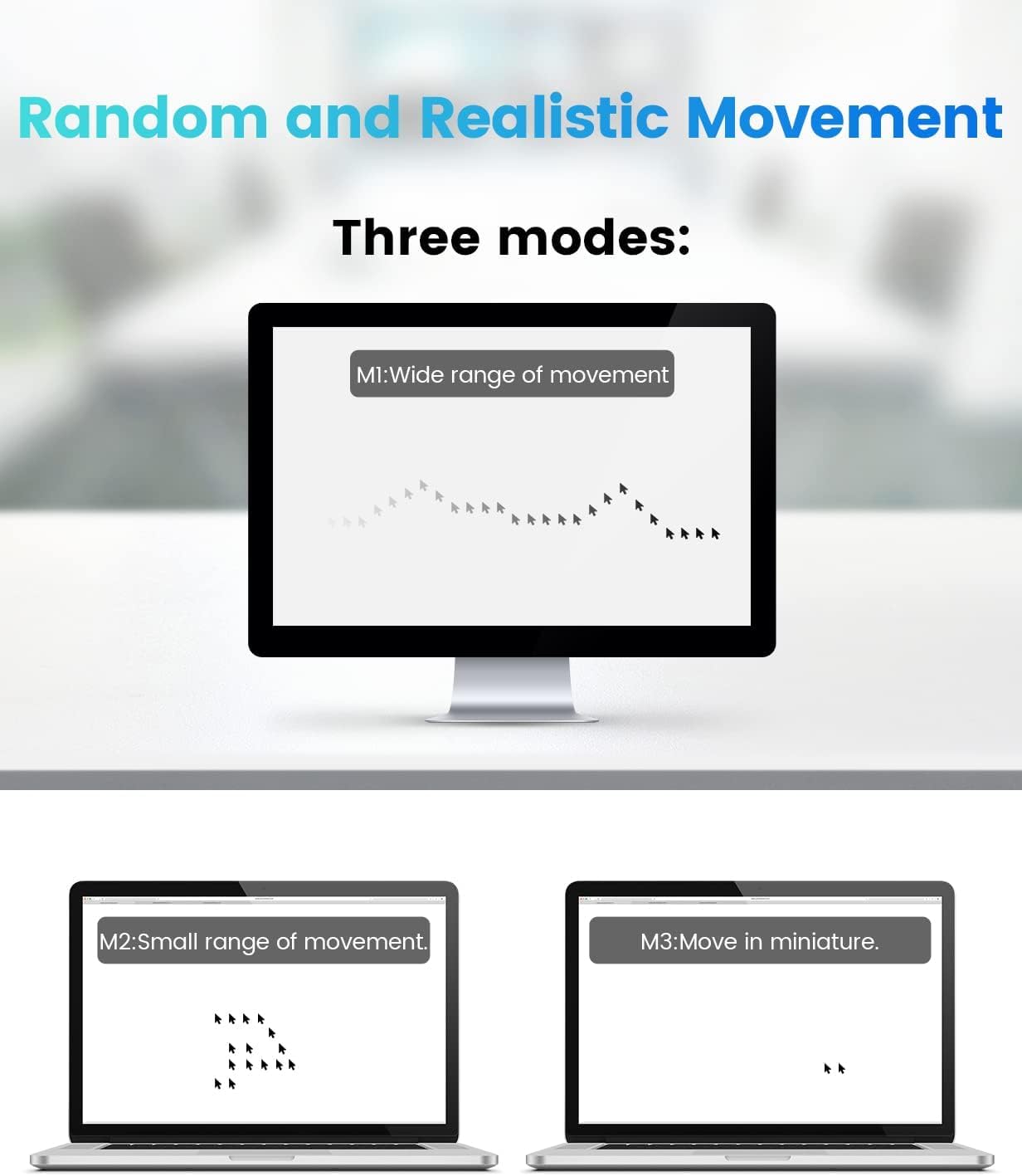 Verilux USB Mouse Jiggler for Work from Home with 3 Modes and Memory Function | 3 PCS