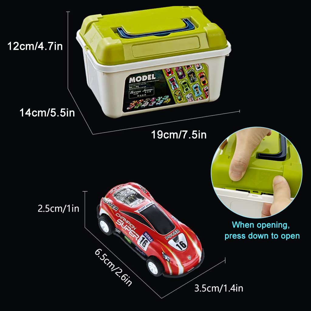 PATPAT Mini F1 Race Car Toy Set for Kids featuring 20pcs Pull Back Alloy Cars with Storage Bucket