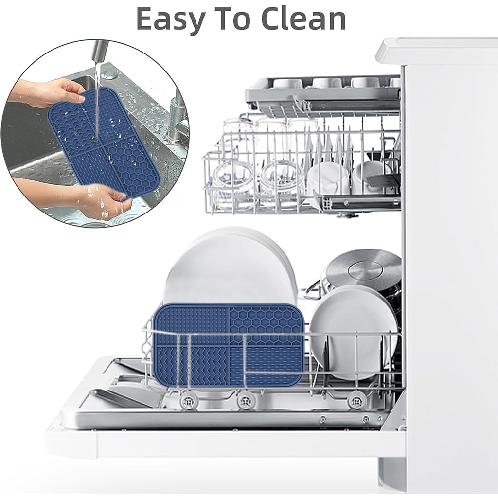 Qpets Lick Pad for Dogs and Cats with 4 Pattern Design and 9x5 in Size | Food Grade Silicone Slow Feeding Mat