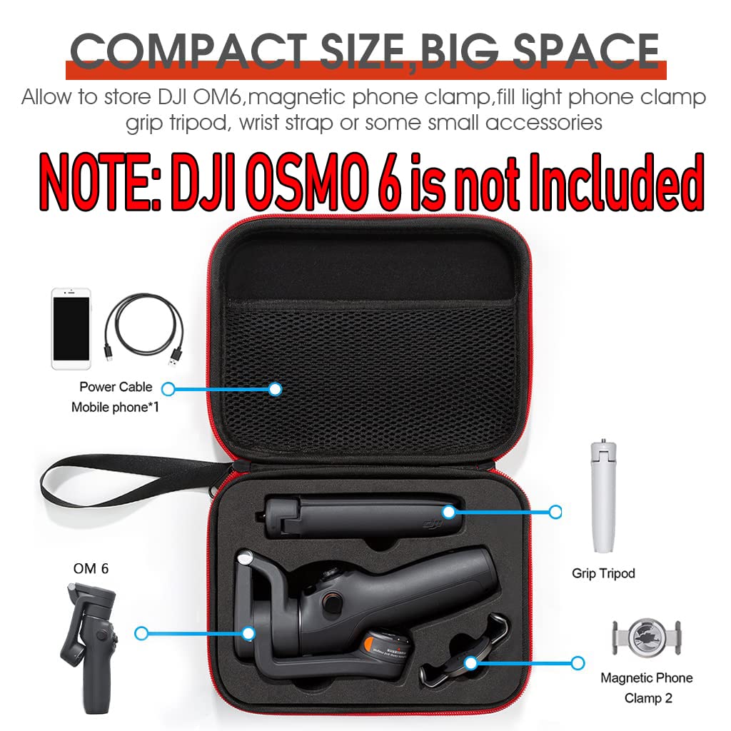 ZORBES Storage Bag for DJI Osmo Mobile 6, Hard Shell Portable Case Phone Stabilizer Carrying Case for DJI OM6-Handheld Smartphone Gimbal Stabilizer and Accessories (Only Case Not Include DJI product)