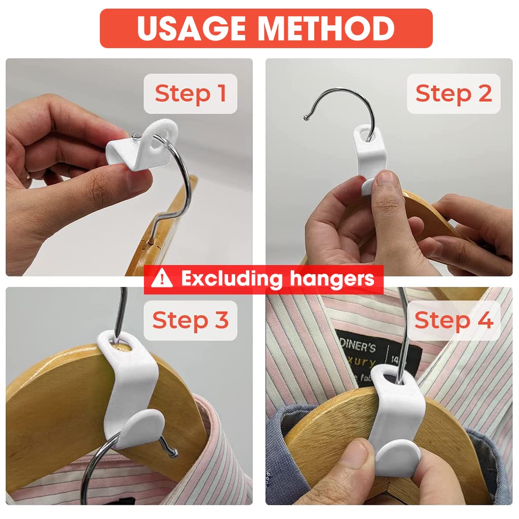 HASTHIP Clothes Hanger Connector Hooks for Closet Space Saving with 3.5 in Hole | 50 Pcs PP Clips