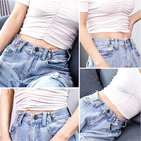 Venzina® 4 Pairs Jeans Button Pants Adjustable Waist Buckle, Instant Buttons for Loose Jeans, No Sewing Pant Waist Tightener Pins - Pearl & Crystal Style