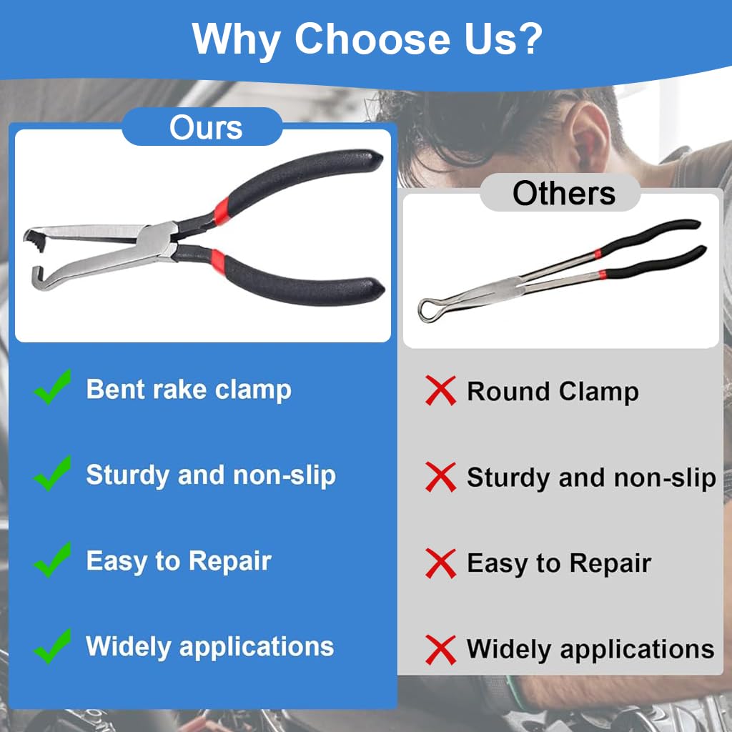 STHIRA Electrical Disconnect Plier Tool for Automotive Connectors with 8 in Carbon Steel Build and Rubberized Insulated Handle