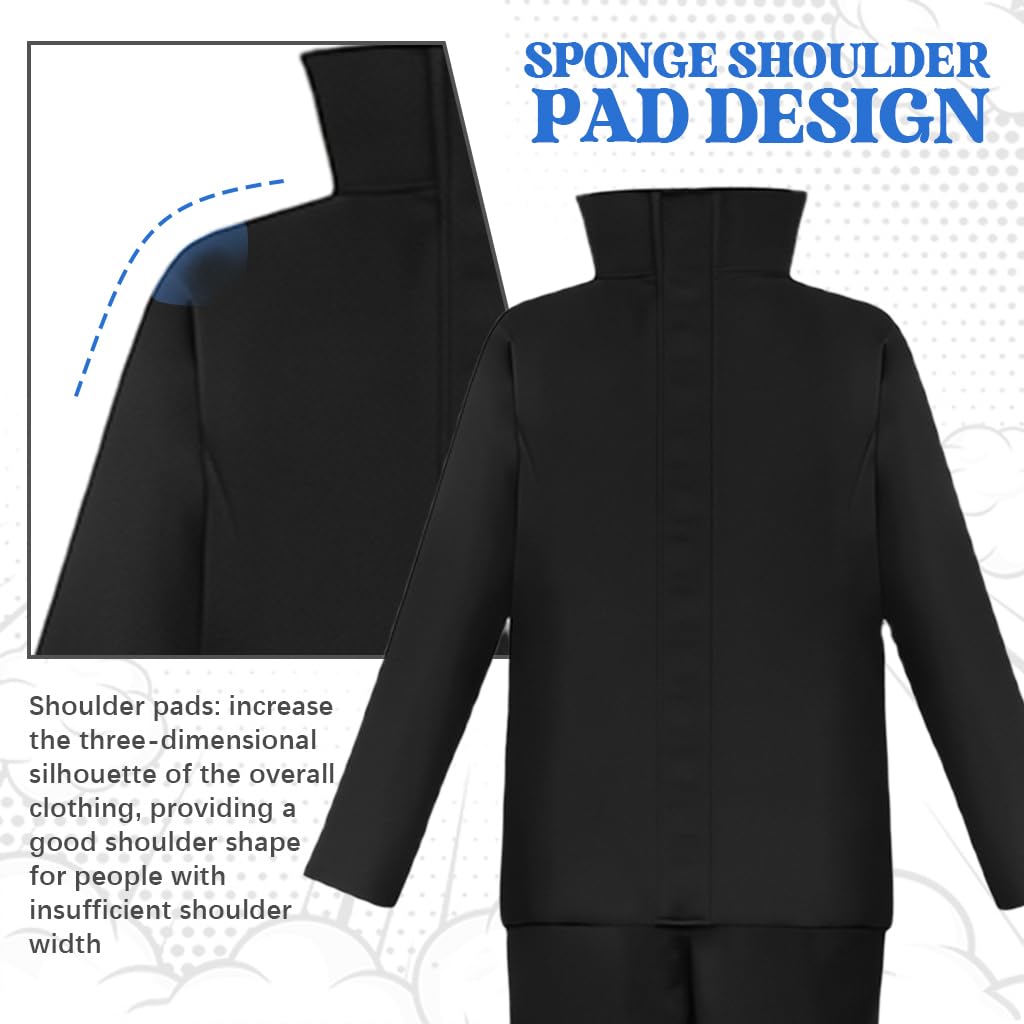 Fancyku Gojo Satoru Cosplay Costume for Men with Jacket Pants and Eye Mask | XXL Black