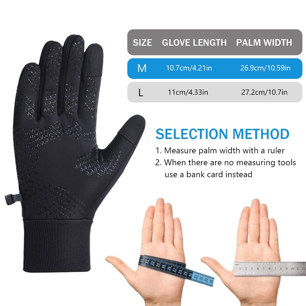 Proberos Riding Gloves for Winter Bikers with Anti Slip Silicone Grip and Plush Liner | Touchscreen Fingertips and Zipper Pocket