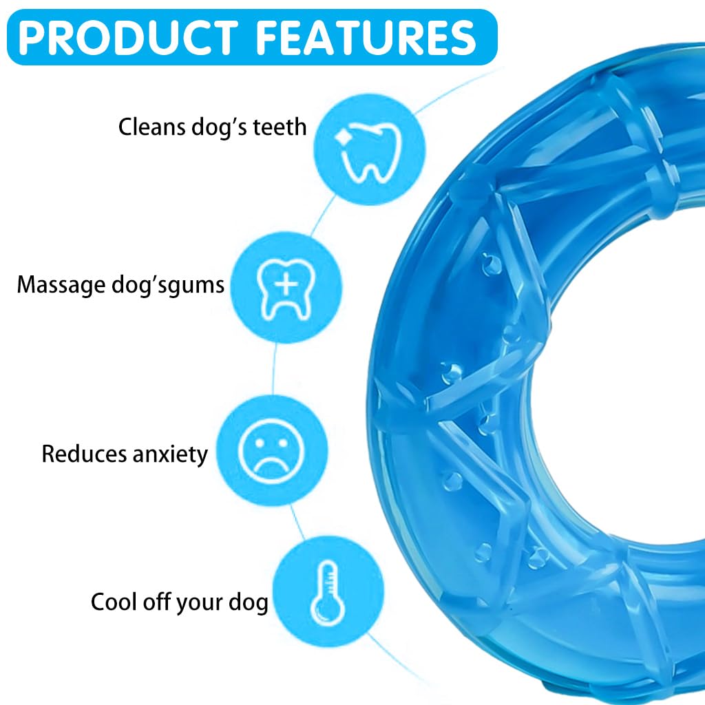 Qpets® Pet Chew Toy 5 Inches Dog Chew Toy Freezer Safe Cool Water Ring Toy Chew Toy Food-Grade TPR Ring Chew Toy for Dog Summer Cool Ring Chew Toy Water Ring Chew Toy