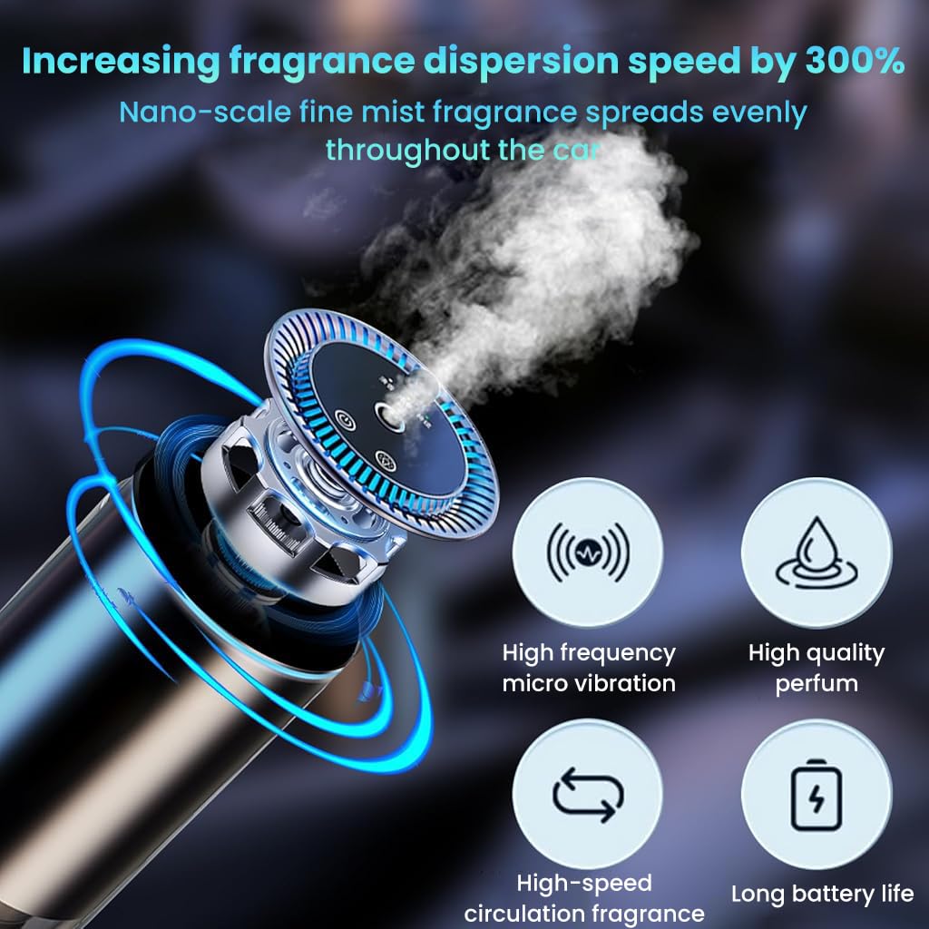 STHIRA Car Air Fragrance Diffuser for Home and Vehicle with Motion Sensor & 3 Spray Modes | Alloy USB Rechargeable Touch Control Design