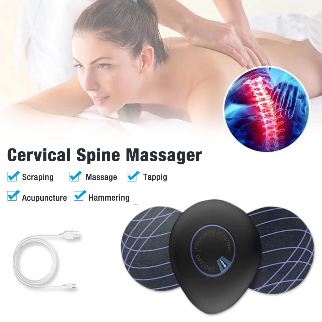 HANNEA® Neck Massager Cervical Vertebra Electric Massager for Shoulder Neck Massager Sticker Intelligent Electric Cervical Massager for Whole Body Cervical Massage Patch for Men Women Shoulder Neck