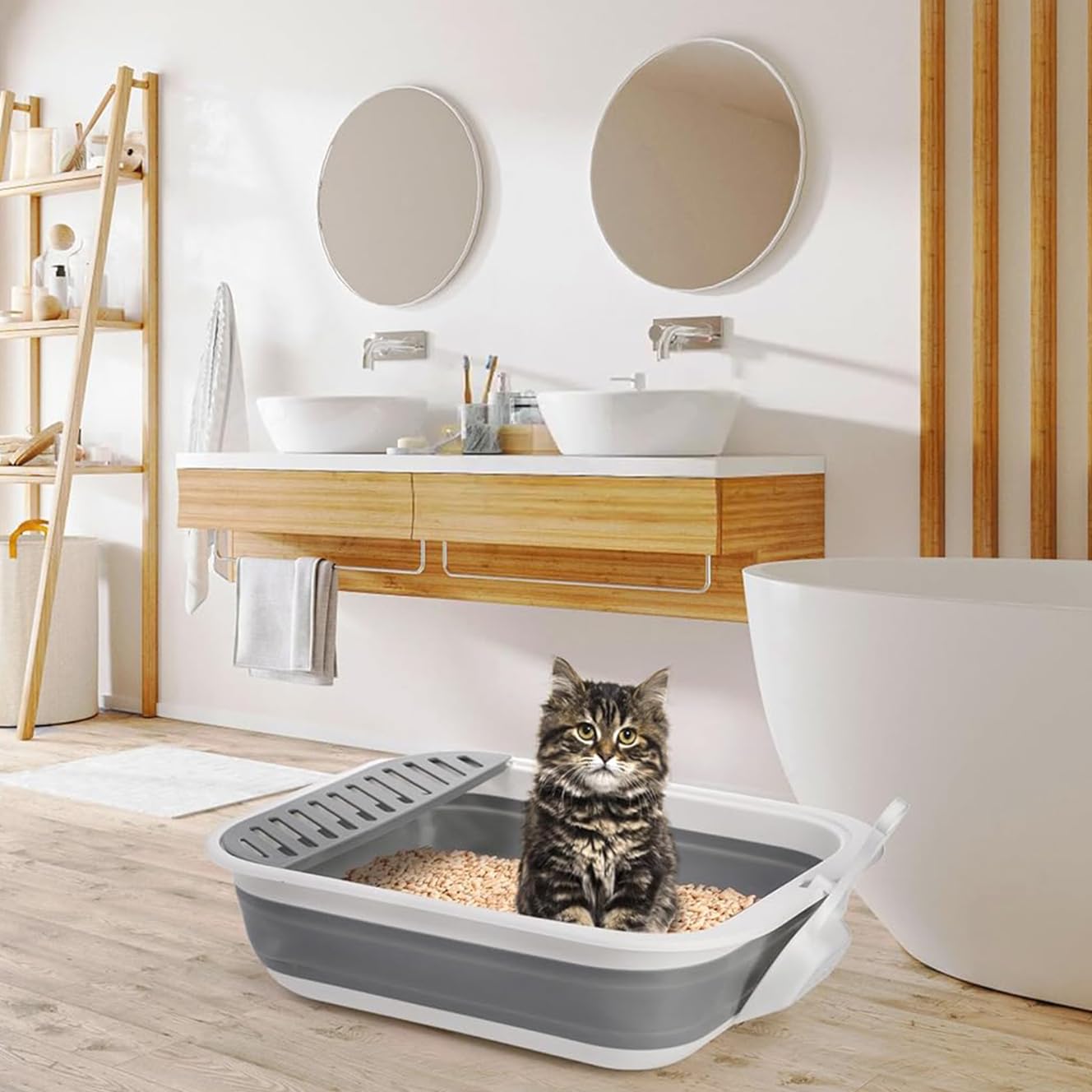 Qpets Cat Litter Mat for Litter Box with Double Layer Open Edge Design 17.7×23.6 in EVA