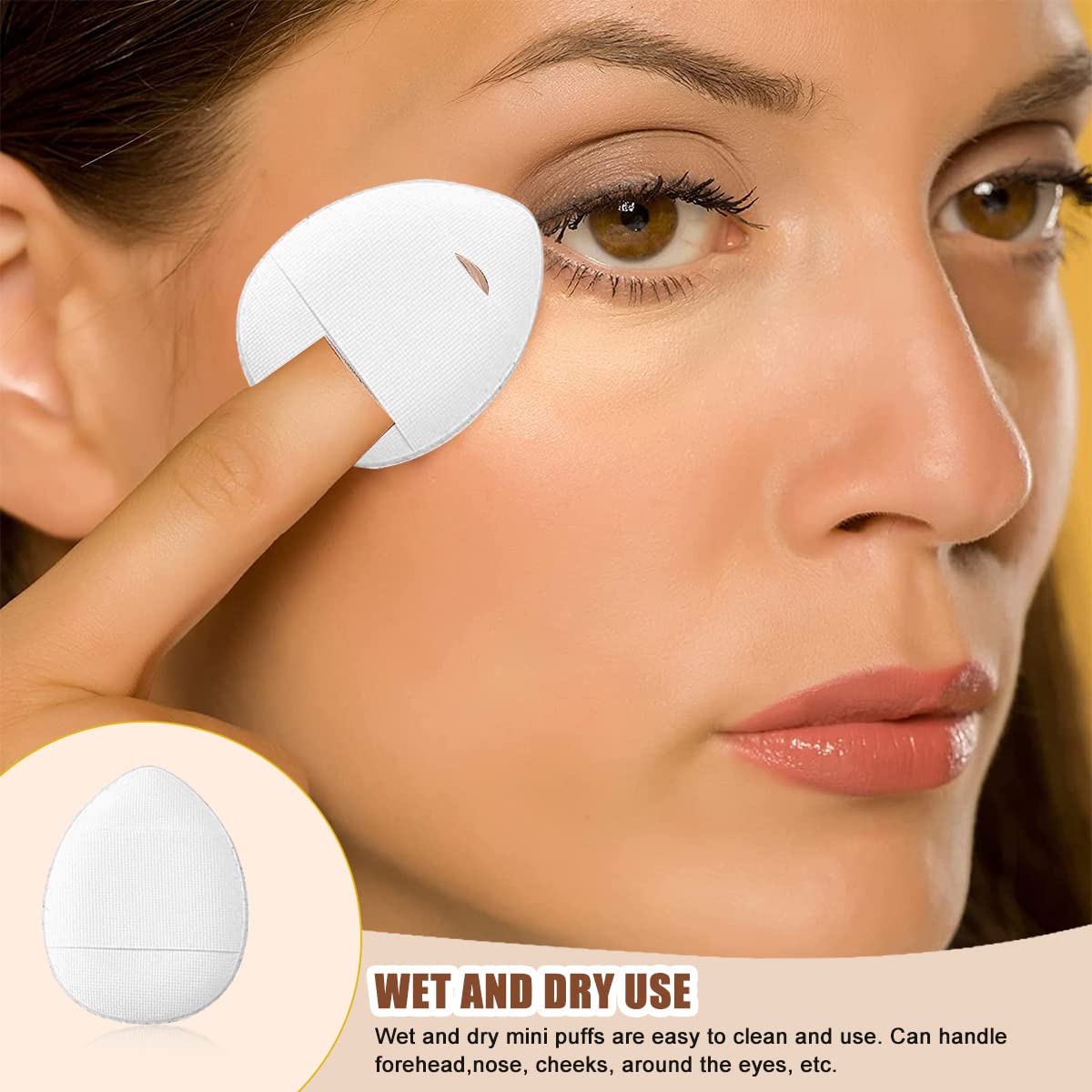 ELEPHANTBOAT Mini Finger Makeup Powder Puff 10pcs for Concealer with Ultra Soft Sponge | Wet and Dry Use