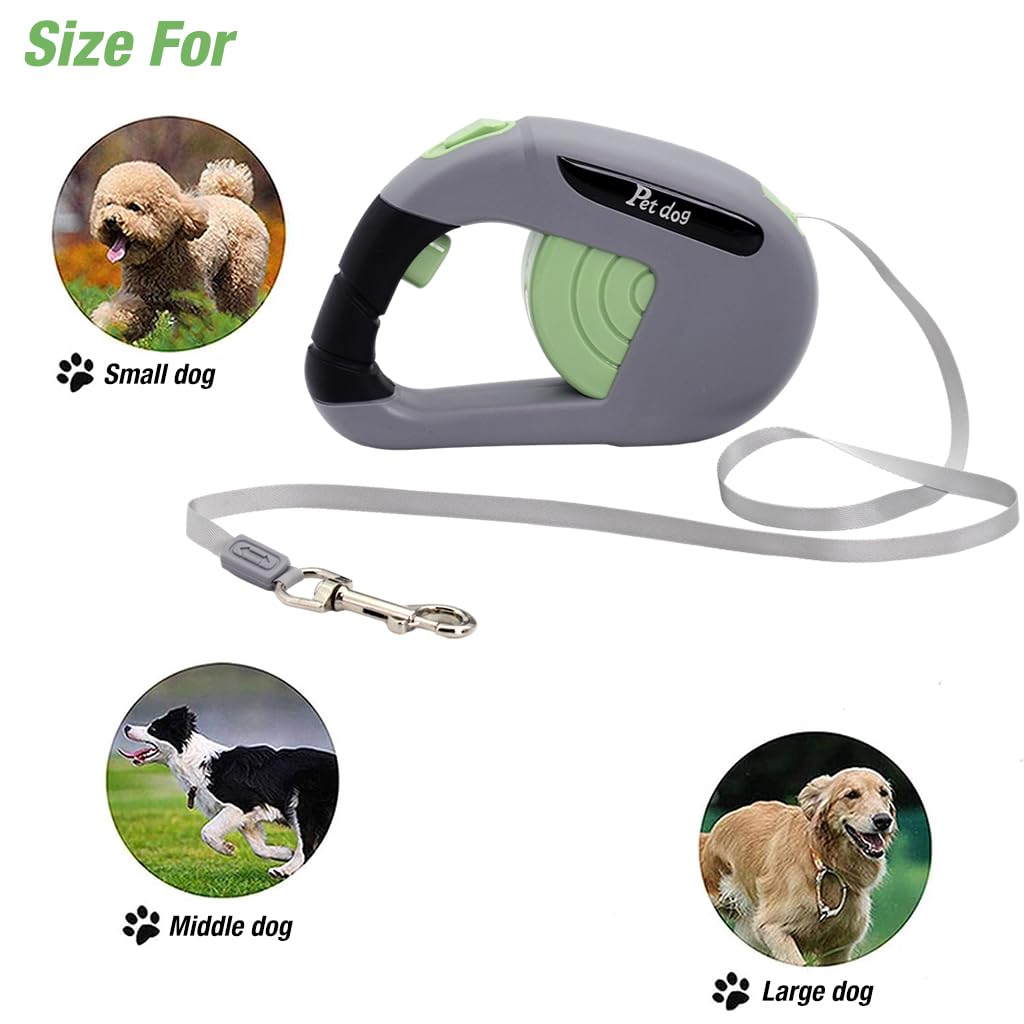 Qpets® Retractable Dog Leash 16ft Dog Leash Ergonomic Anti-Slip Handle Dog Leash for Small to Large Dogs Up to 110lbs/50kg, Swivel Quick Release Buckle, One Button Lock & Release