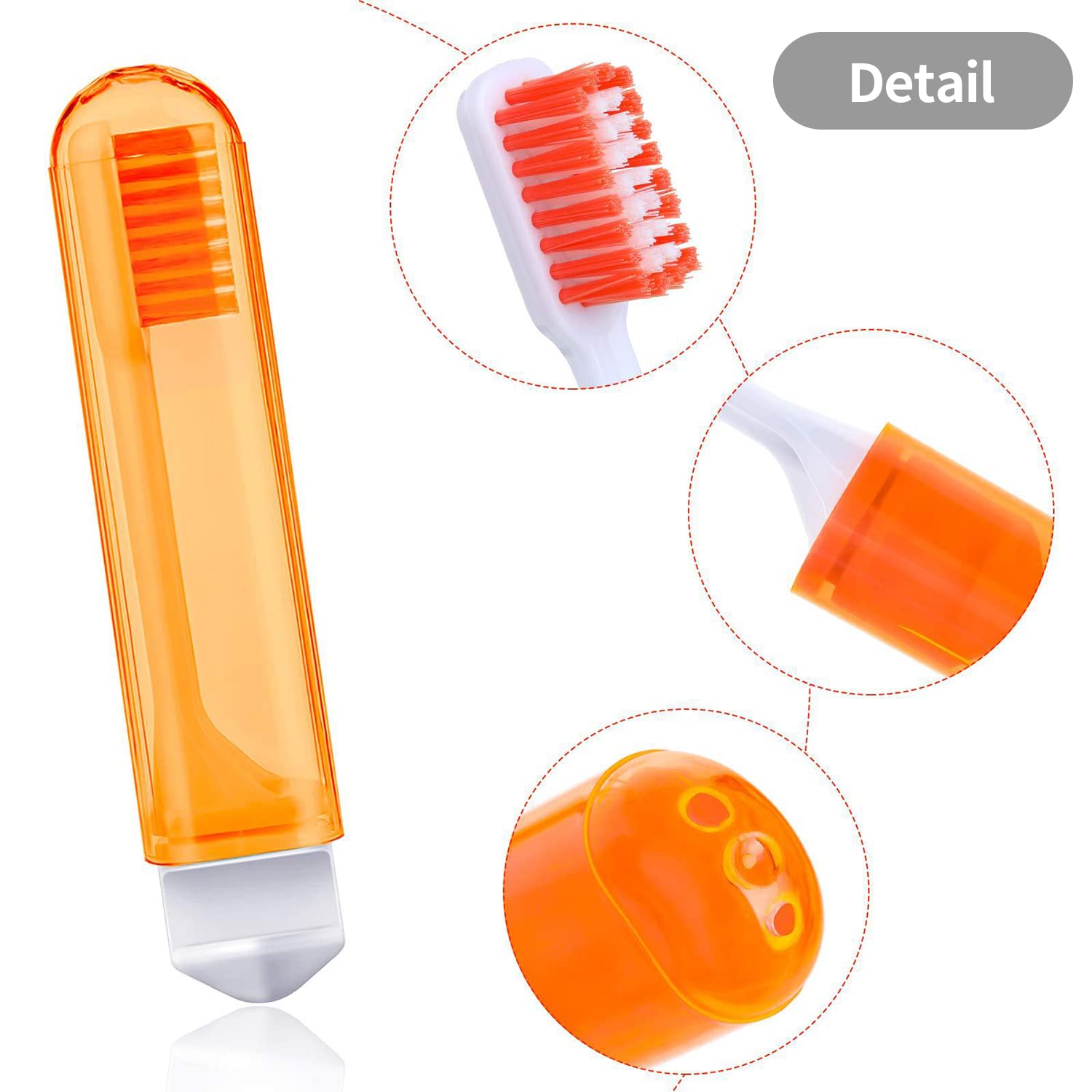 ZIBUYU Mini Foldable Toothbrush Set for Travel and Camping with PP Lid Handle | 4 Pcs 6.6 in Portable Design