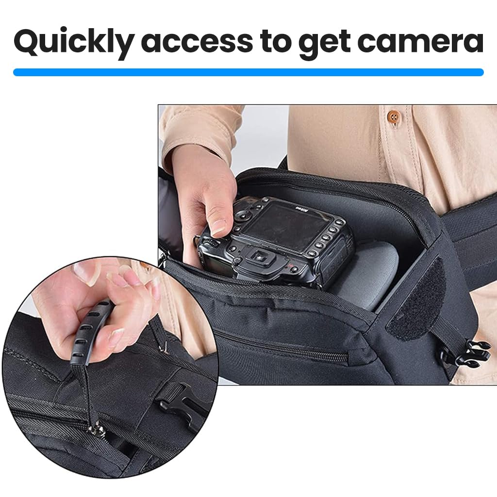 ZORBES Camera Bag for DSLR and Mirrorless with Waist Shoulder Carry Options | Waterproof Nylon Design