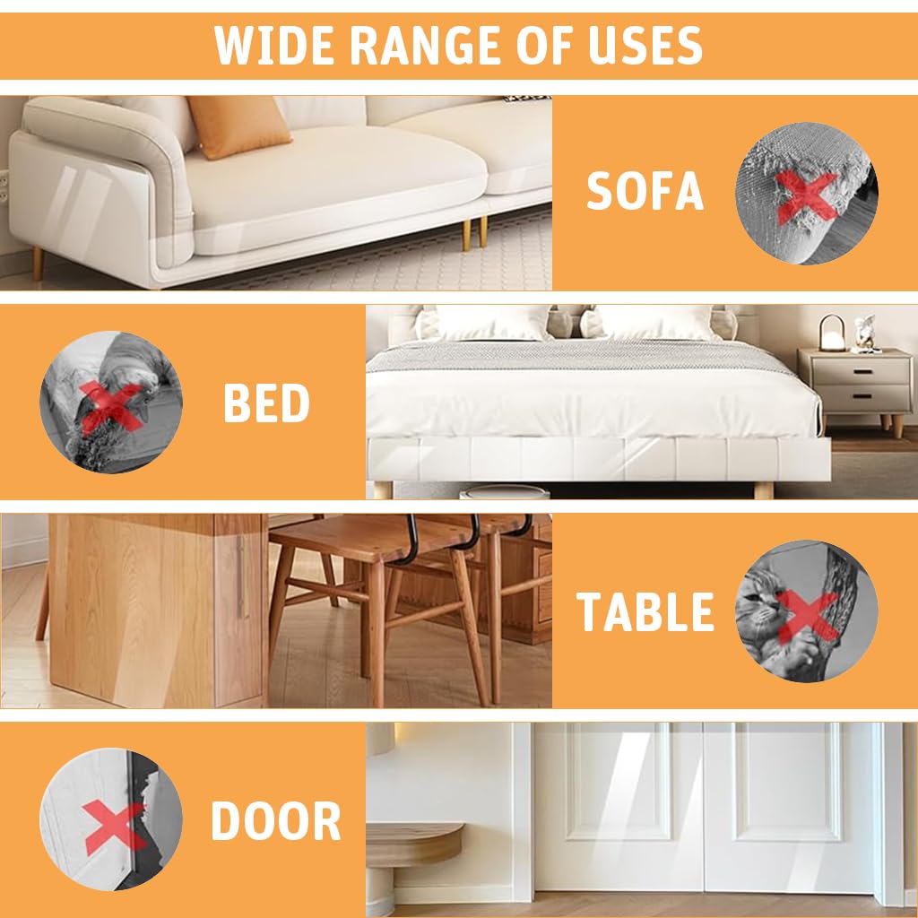 Qpets Cat Scratcher Pad for Furniture Protection featuring Self Adhesive Clear PVC 45x100cm 3pcs