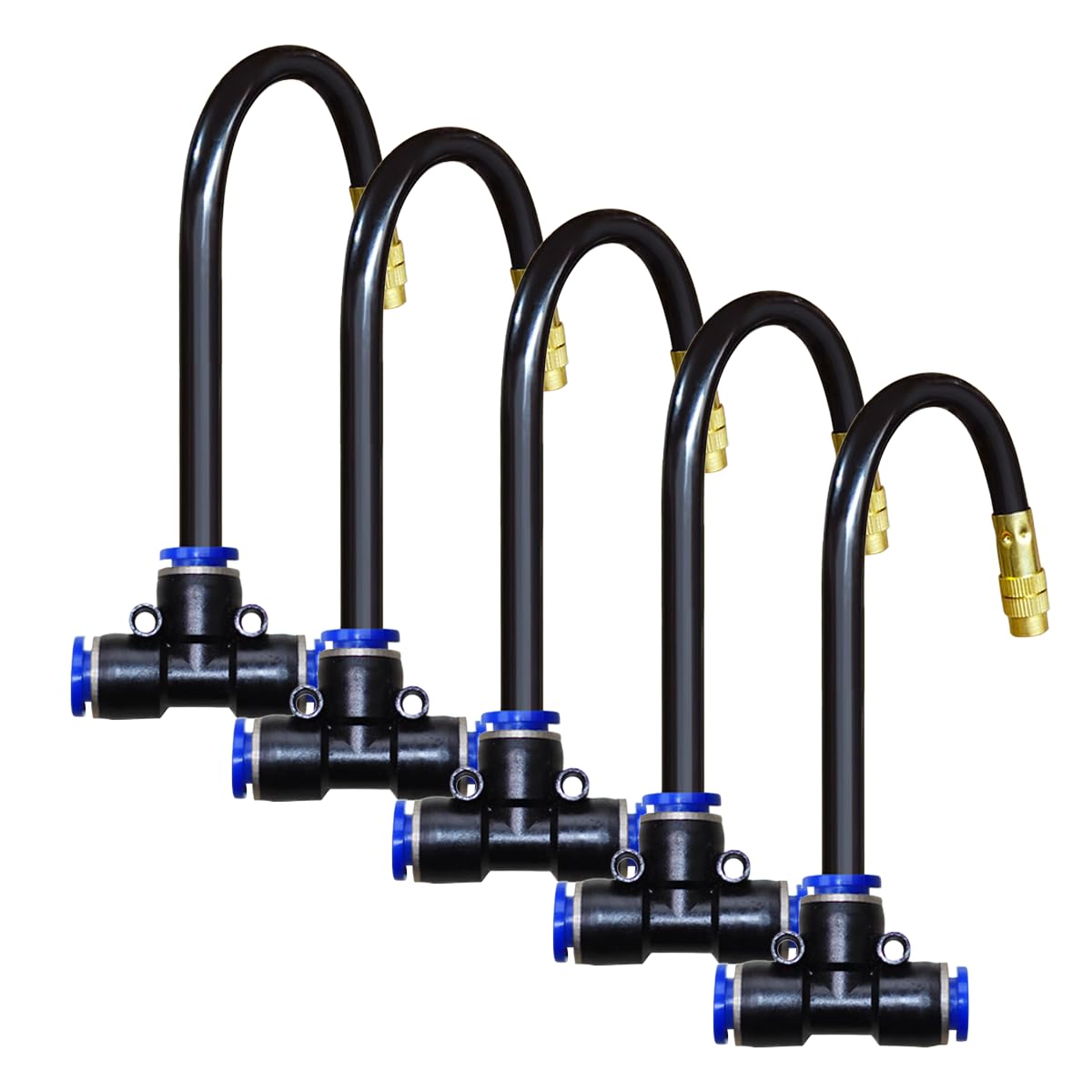 HASTHIP Misting Nozzle Set for Gardening with 4 in PE Hose and 3 Spray Modes | 5 pcs Brass Construction